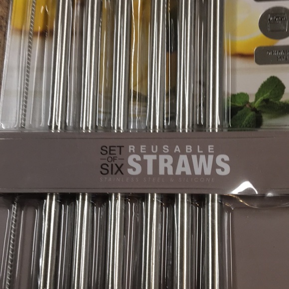 Brookstone Set of 6 Reusable Straws NWT - Picture 4 of 5